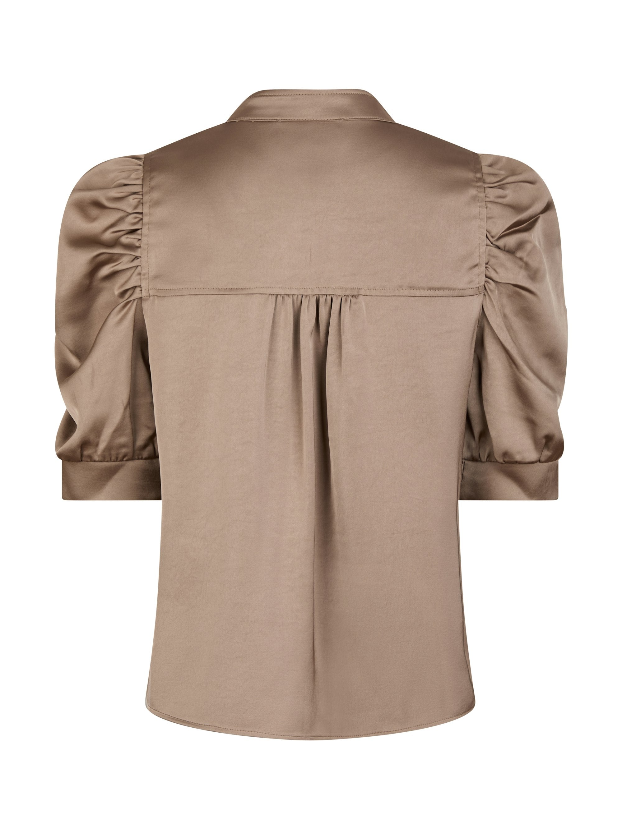 Roella Heavy Sateen bluse - Dark Taupe